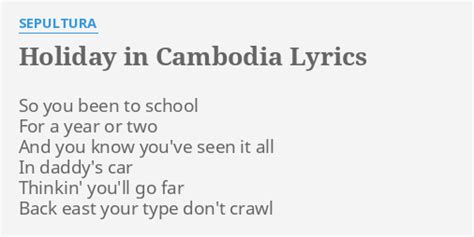 holiday in cambodia lyrics meaning